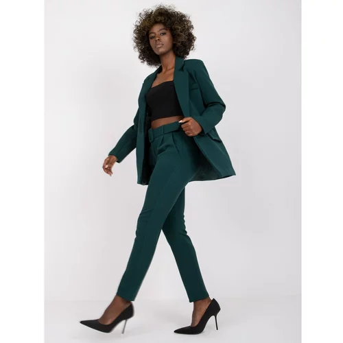 Fashion Hunters Dark green classic Giulia high-waisted pants