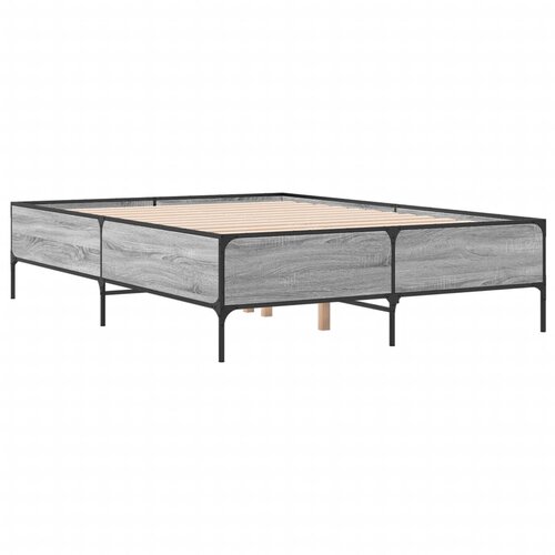  Okvir za krevet boja hrasta 120x190cm konstruirano drvo i metal Siva 120 x 190 cm Slike