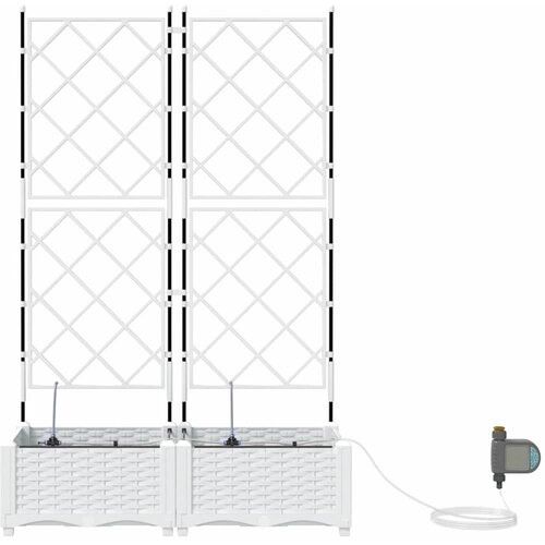  Vrtna saksija 2 pcs Bijeli 80 x 40 x 126 cm Plastika Slike
