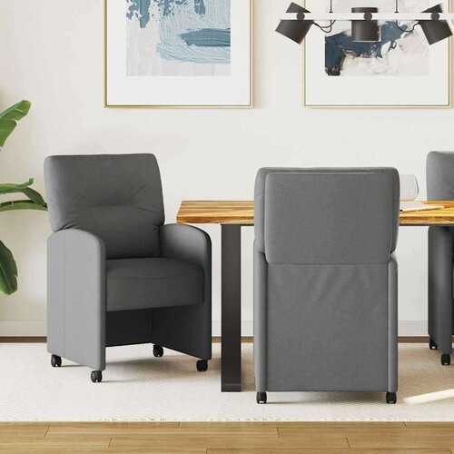 vidaXL jedilni stoli s kolesi 2 pcs temno siva 57 x 67 x 95 cm blago Cene