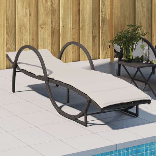 vidaXL Ležaljka za sunčanje s jastukom crna 60x199x42 cm poliratan Cijene