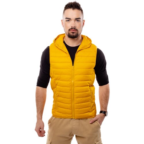 Glano Men's Quilted Vest with Hood - yellow Cene