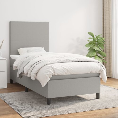 The Living Store Box spring postelja z vzmetnico svetlo siva 80x200 cm blago - Box Spring Postelja, (21517408) Slike