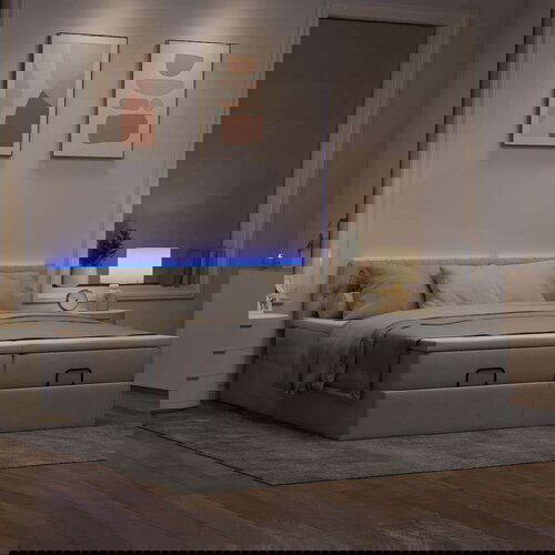 vidaXL Otomanski posteljni okvir z vzmetnicami taupe 200x200 cm blago Cene
