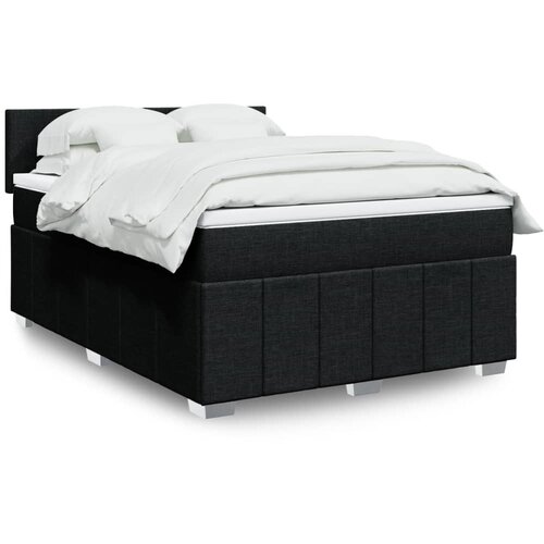 vidaXL Box spring postelja z vzmetnico črna 140x200 cm blago Cene