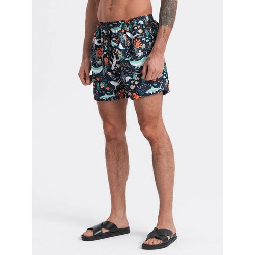 Ombre Men's swim shorts in fish - dark blue Slike