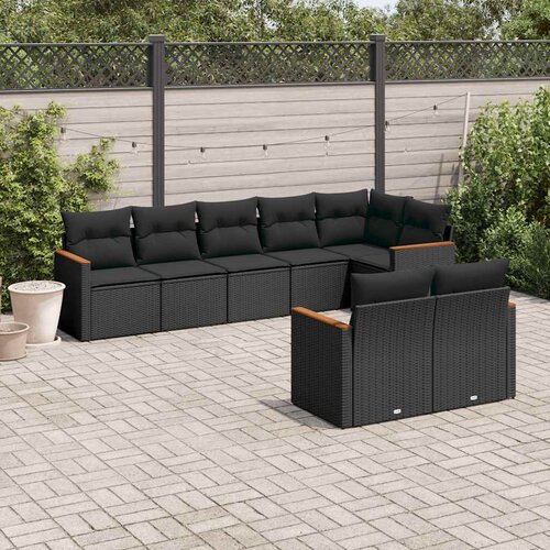  8-dijelni set vrtnih sofa od poliratana s jastucima crni Cijene
