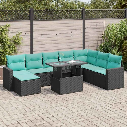  9-dijelni set vrtnih sofa s jastucima crni od poliratana bagrem Cene
