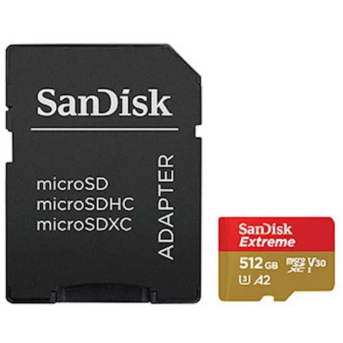 Sandisk spominska kartica Extreme microSDXC 512GB + SD Adapter 190MB/s &amp; 130MB/s A2 C10 V30 UHS-I U3