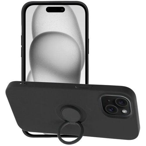  Gumijasti / gel etui Silicone Ring za Apple iPhone 15 (6.1") - črni Cene