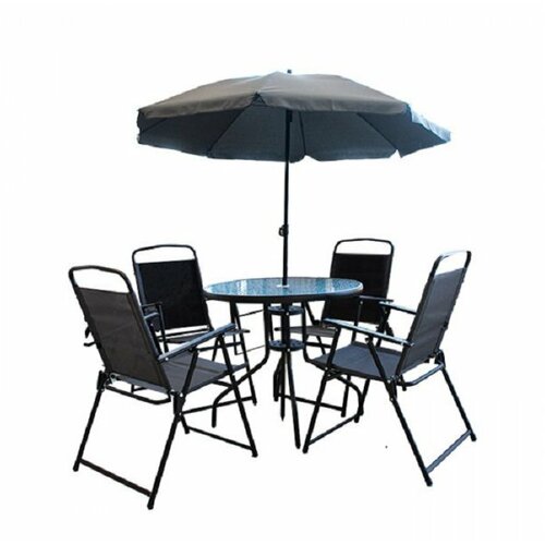 set baštenski sto +4 stolice+suncobran 180cm siva (140301206) Slike