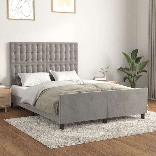  Posteljni okvir z vzglavjem svetlo siv 140x190 cm žamet, (20788590) Slike