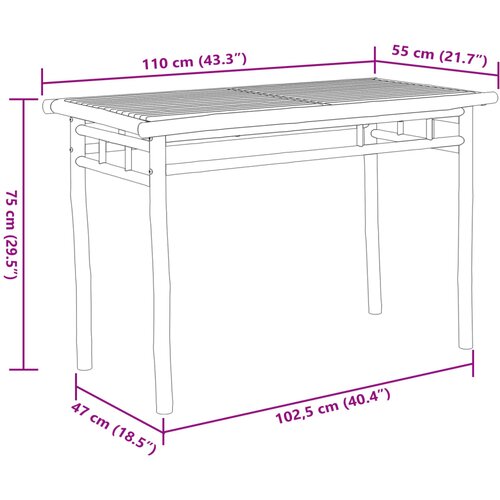  Vrtni blagovaonski stol 110 x 55 x 75 cm od bambusa Slike