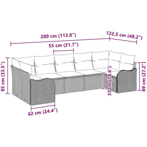  Sjedeća garnitura za vrt Crna poliratan 289.0 x 122.5 x 85.0 cm Slike