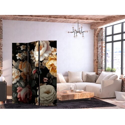  Paravan - Floristry in Vintage Style - a Plethora of Colorful Flowers on a Black Background 135x172 Cijene