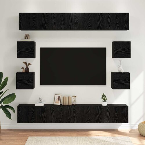  Set TV komoda 8 pcs 100 x 30 x 30 cm Crni hrast Cijene