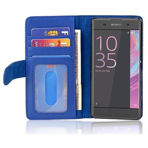 Cadorabo Ohi&scaron;je, združljivo z Sony Xperia XA v neptunova modra - Za&scaron;čitni ovitek z magnetnim zapiranjem in 3 režami za kartice, (20553008) Cene