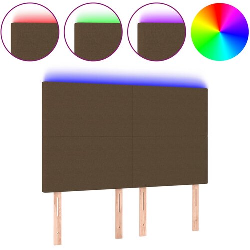 Maison Chic LED Posteljno vzglavje - Vzglavna omarica - Nočna omarica temno rjavo 144x5x118/128 cm blago, (21712205) Slike