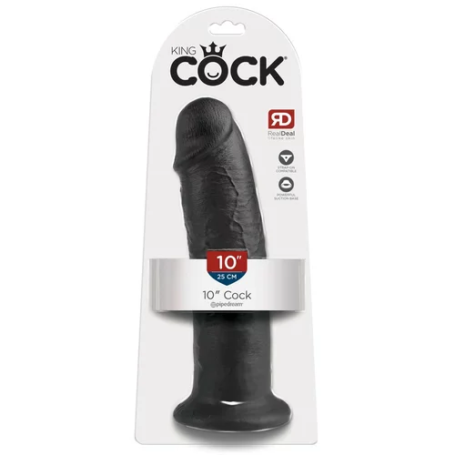King Cock 10 - velik dildo z objemko (25 cm) - črn