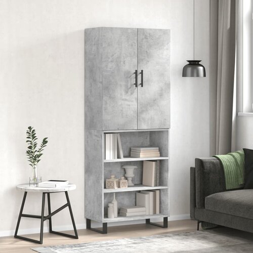 VidaXL Visoka komoda betonsko siva 69,5x34x180 cm inženirski les Slike