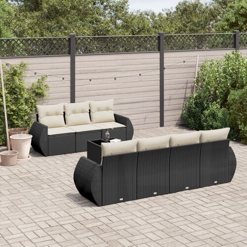  8-dijelni set vrtnih sofa od poliratana s jastucima crni Cijene