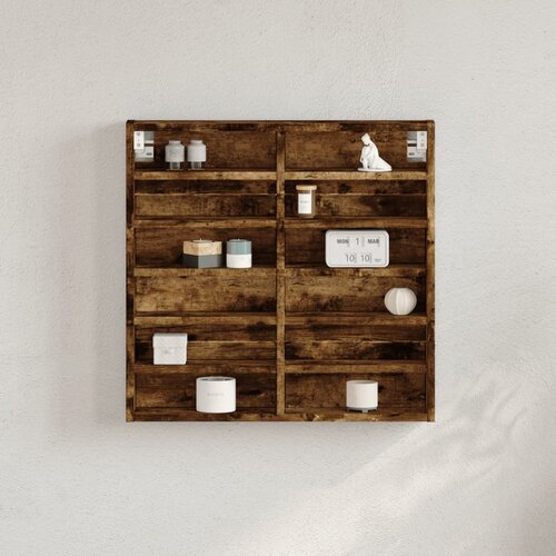 VidaXL Vitrina boja dimljenog hrasta 60x8,5x58 cm drvena Slike