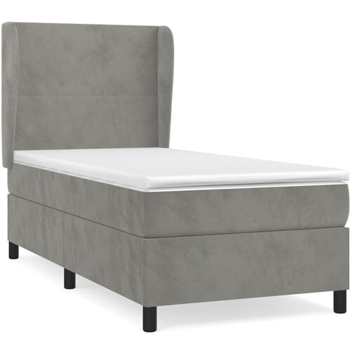 Maison Chic Box spring postelja - Vzmetna postelja z vzmetnico svetlo siva 90x200 cm žamet SL7790, (21906643) Slike