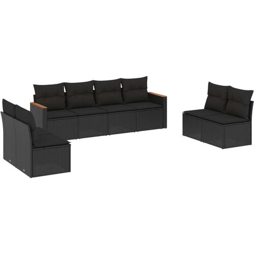VidaXL 8-dijelni set vrtnih sofa od poliratana s jastucima crni Slike