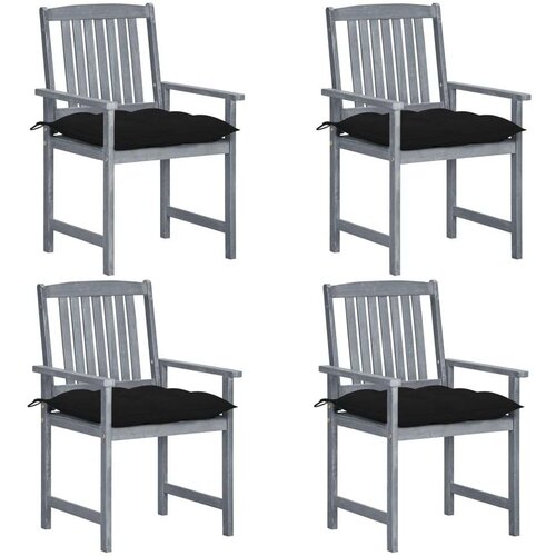  Vrtne stolice s jastucima 4 kom sive od masivnog drva bagrema Cene