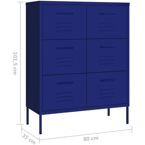 VidaXL Omarica s predali mornarsko modra 80x35x101,5 cm jeklo Slike
