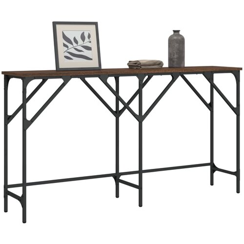 VidaXL Konzolna mizica rjav hrast 140x29x75 cm inženirski les Slike