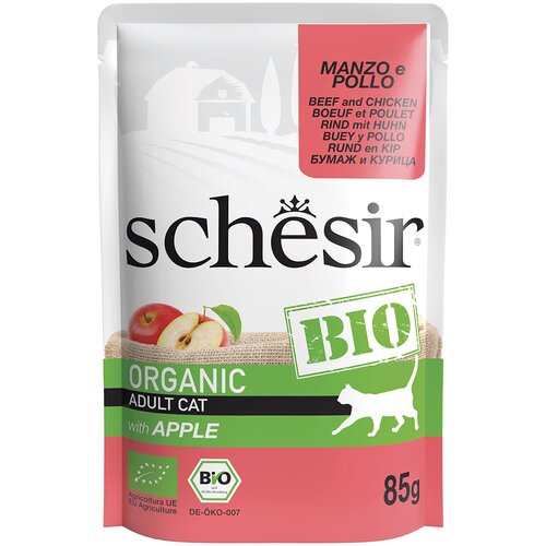 Schesir Bio Pouch 8 x 85 g - Organska govedina i organska piletina s organskom jabukom Cijene
