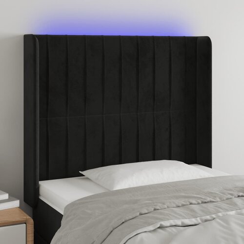 vidaXL LED uzglavlje crno 83x16x118/128 cm baršunasto Cijene