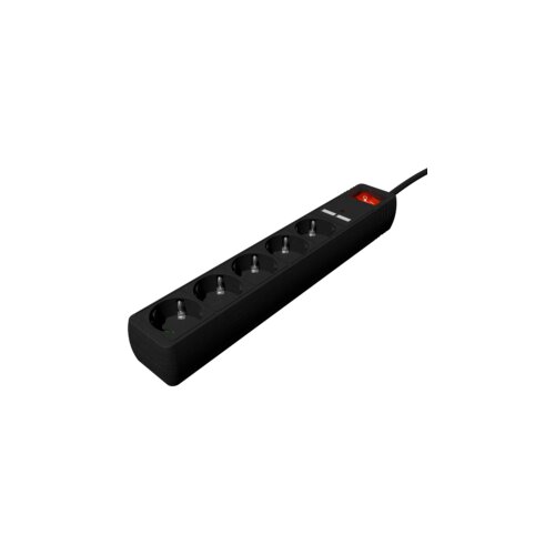 Razvodnik nap.GEMBIRD SPG5-U2-5-02, crni, Prekidač, 5 uticnica, 1,5 M, prenaponska za&amp;scaron;tita 2x USB port Slike