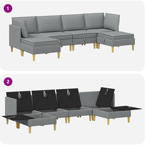  Modularni set sofe sa skladi&amp;scaron;tem 6 pcs Svjetlosiva Tkanina Slike