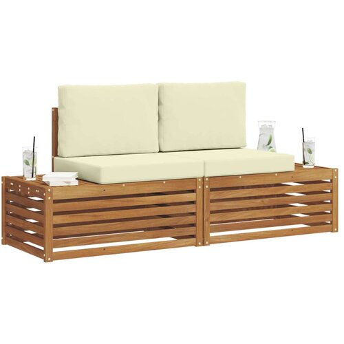  Set vanjskih sofa s jastukom 2 Komad Prirodna i krem Slike