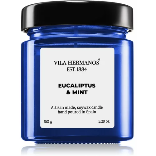 Vila Hermanos Apothecary Cobalt Blue Eucalyptus & Mint dišeča sveča 150 g