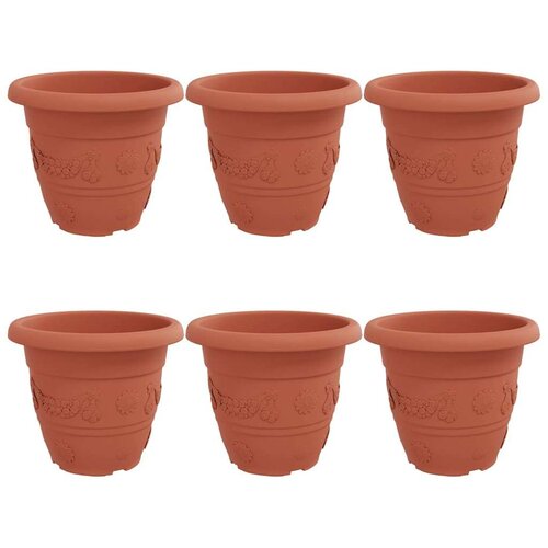  Okrugla saksija za cveće 6 pcs Crvena cigla &amp;Oslash; 26 x 21.5 cm - Crvena cigla &amp;Oslash; 22 x 18 cm 6 Slike