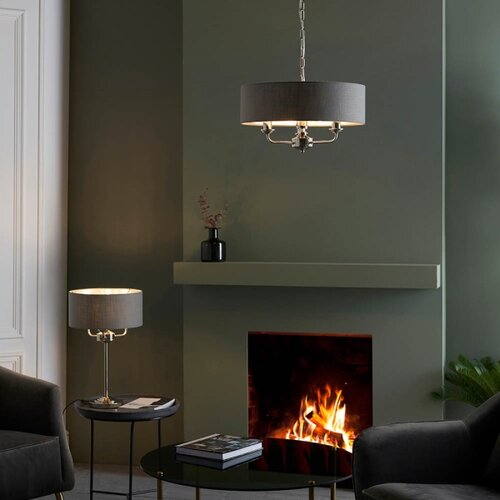  Endon 99149 - Stona lampa HIGHCLERE 3xE14/18W/230V siva/sjajni hrom Slike