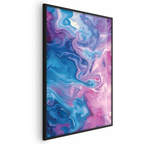  Plakat Night Flows - abstract waves in shades of blue and purple 60x90 Crni okvir Cijene