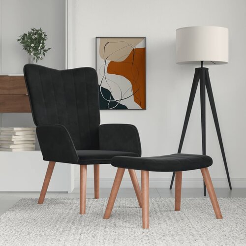  The Living Store Stol za spro&amp;scaron;čanje s stolčkom črn žamet - Stol Za Spro&amp;scaron;čanje, (21485256) Slike