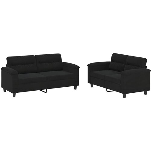  2-dijelni set sofa s jastucima crni od mikrovlakana Slike