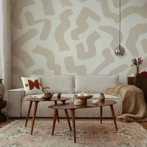  Foto tapeta - Abstract composition - beige patterns in shapes on a white background 400x280 Premium Cene