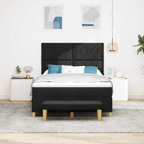  Krevet s opruga kutije s jastukom Crna 200 x 140 cm tkanina Slike