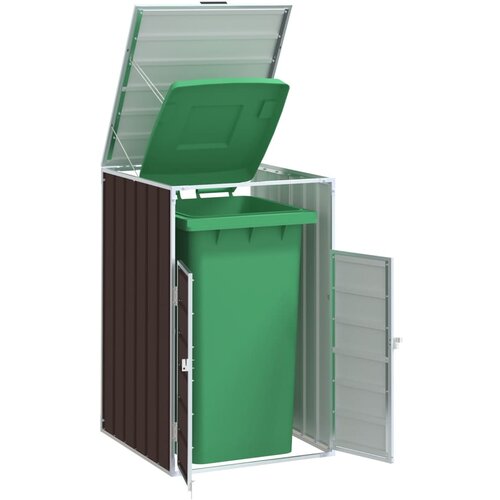 VidaXL Spremi&amp;scaron;te za 2 kanta za otpad smeđe 72x81x115 cm čelično Slike