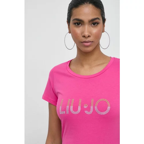 Liu Jo Pamučna majica za žene, boja: ružičasta
