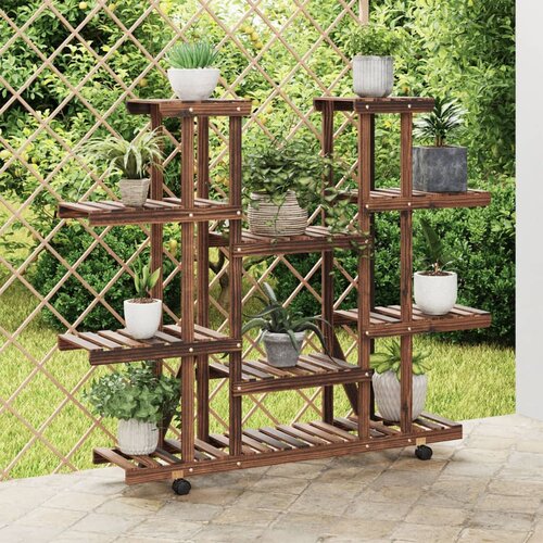 vidaXL Stojalo za rastline s kolesi 110x25x115 cm trden les jelke Cene