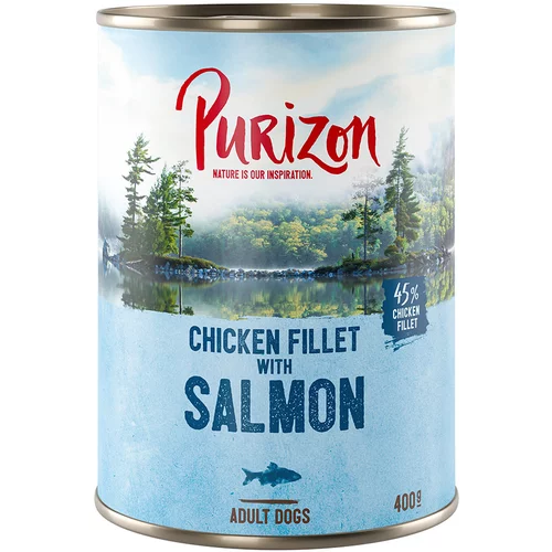 Purizon riba Adult - brez žit - Kot dopolnilo: 6 x 400 g losos mokra hrana
