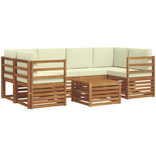  Set vanjskih sofa 7 kom. Prirodna i krem Čvrsto drvo akacije Slike
