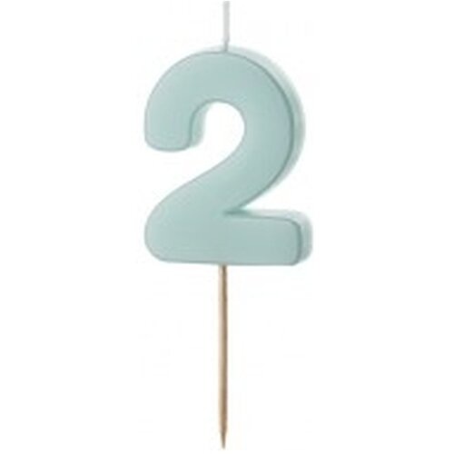 PARTY DECO svečka za rojstni dan numeral 2, svetlo modra, velikost 5,5 cm Cene